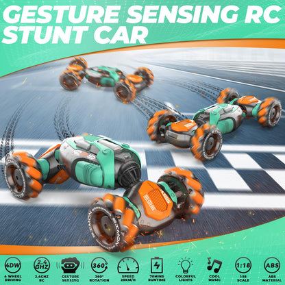 Dysaim Gesture RC Car Hand Controlled Stunt Car for 6-12 yr Boys Girls, 2.4GHz Remote Control Gesture Sensor Toy Cars Drift Twist Car with Light Music for Kids Birthday Xmas Gift