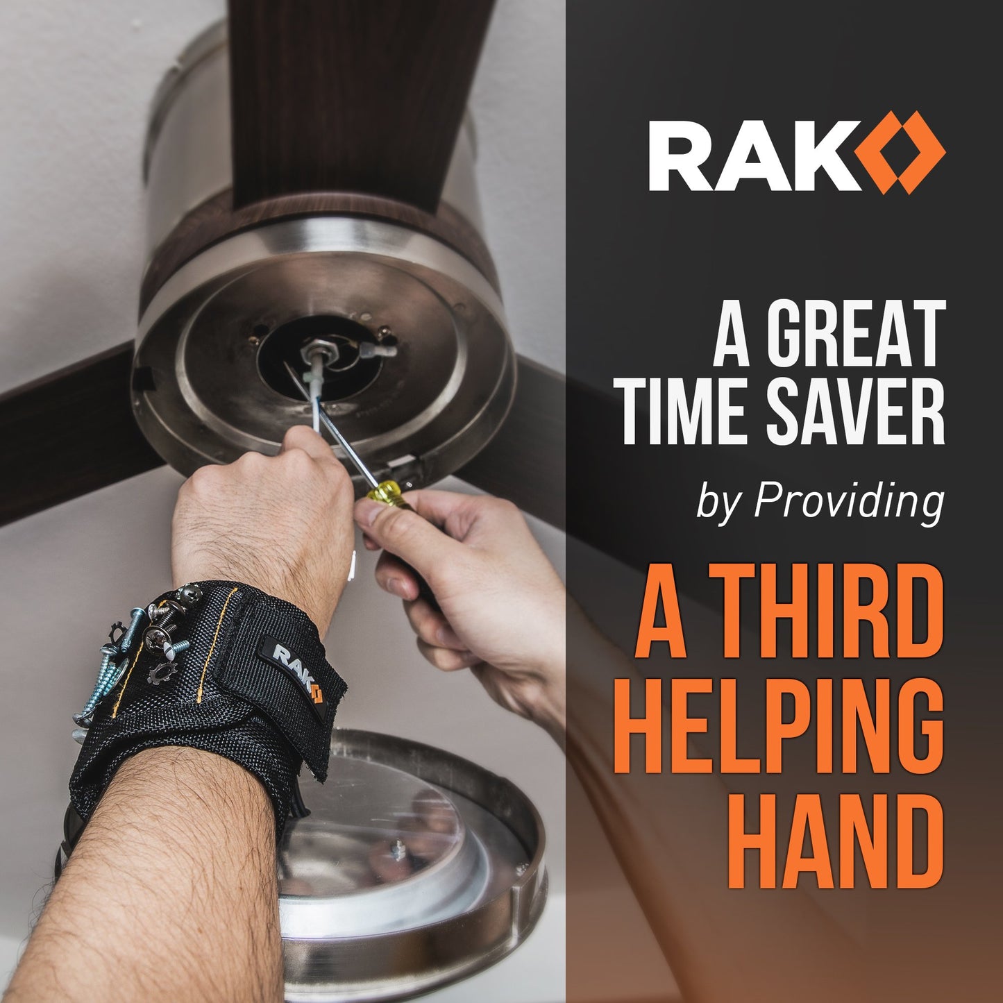 RAK Magnetic Wristband for Holding Screws, Nails and Drill Bits for Men - Made from Premium Ballistic Nylon with Lightweight Powerful Magnets for Dad, Husband, Grandpa, Handyman