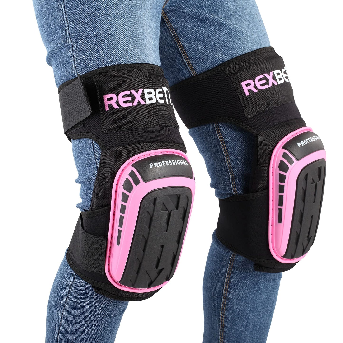 REXBETI Knee Pads for Work, Construction Gel Knee Pads Tools, Heavy Duty Comfortable Anti-slip Foam Knee Pads for Cleaning Flooring and Garden, Strong Stretchable Straps, 1 Pair