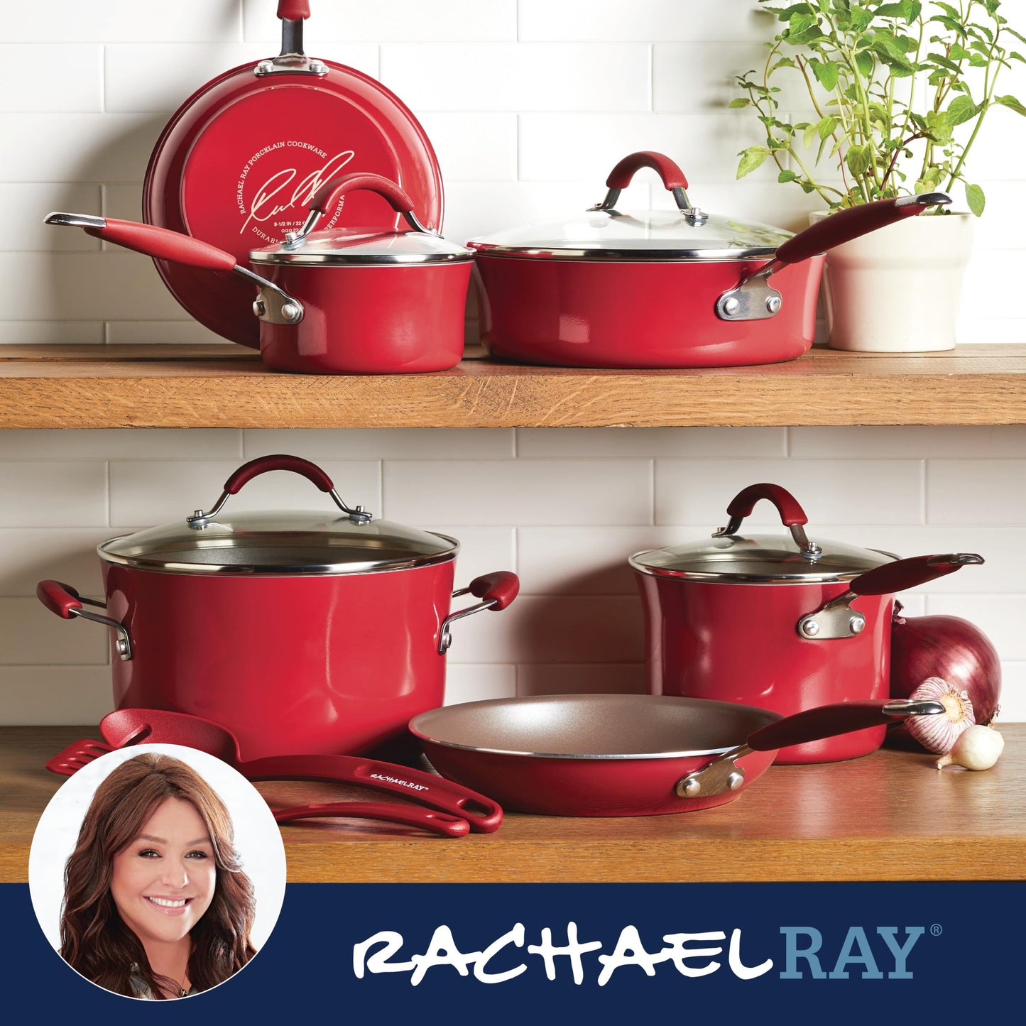 Rachael Ray - 16802 Rachael Ray Cucina Nonstick Cookware Pots and Pans Set, 12 Piece, Sea Salt Gray