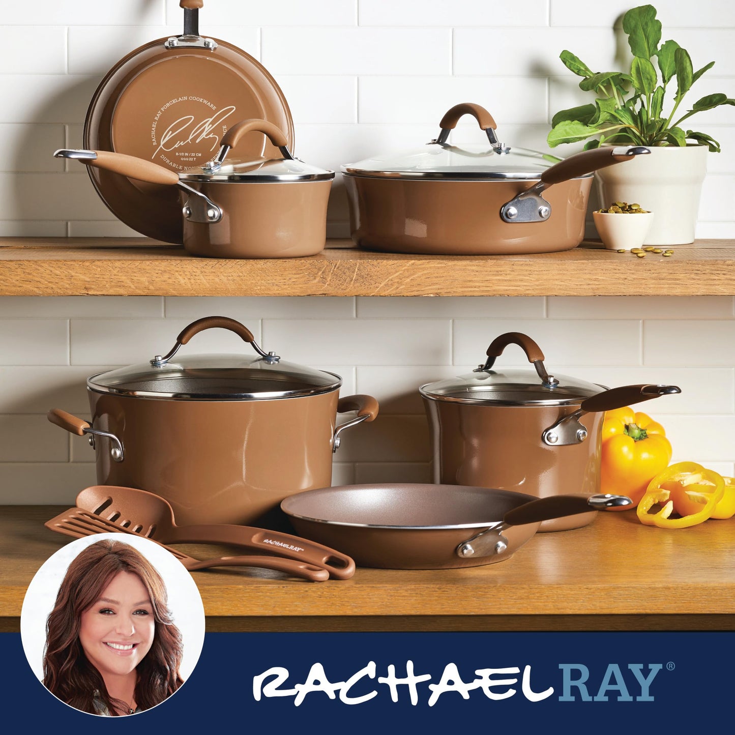 Rachael Ray - 16802 Rachael Ray Cucina Nonstick Cookware Pots and Pans Set, 12 Piece, Sea Salt Gray