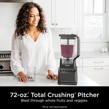 Ninja BL770 Mega Kitchen System, 1500W, 4 Functions for Smoothies, Processing, Dough, Drinks & More, with 72 Blender Pitcher, 64 Processor Bowl, (2) 16-oz. to-Go, Black, with 2 Nutri Cups + Lids