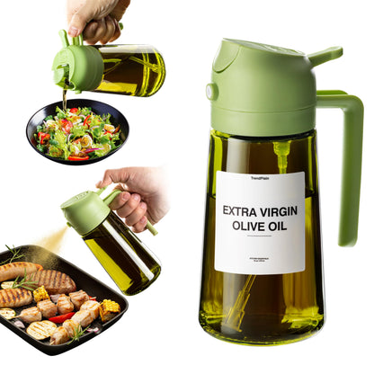 16oz Olive Oil Dispenser for Kitchen - 2 in 1 Olive Oil Dispenser and Oil Sprayer - Olive Oil Dispenser Bottle w/Stickers - Olive Oil Sprayer for Cooking Black (Light Blockage)