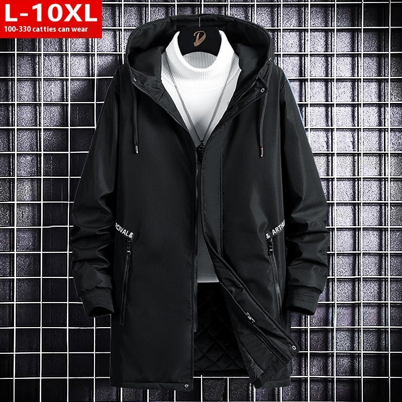 Spring And Autumn Trendy Men's Clothing All-matching Hooded Trench Coat