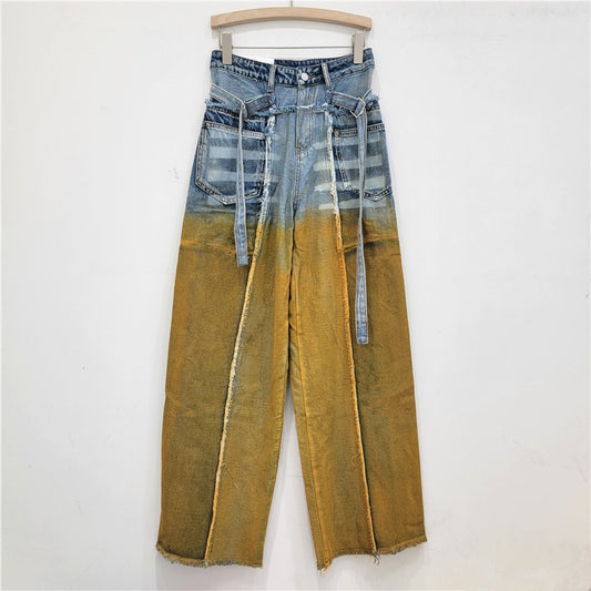 Vintage jeans for women, high waisted, loose fit, slimming and versatile straight leg wide leg pants