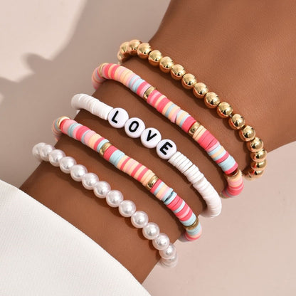 Colorful soft ceramic retro temperament pearl soft ceramic bracelet bracelet bracelet bracelet