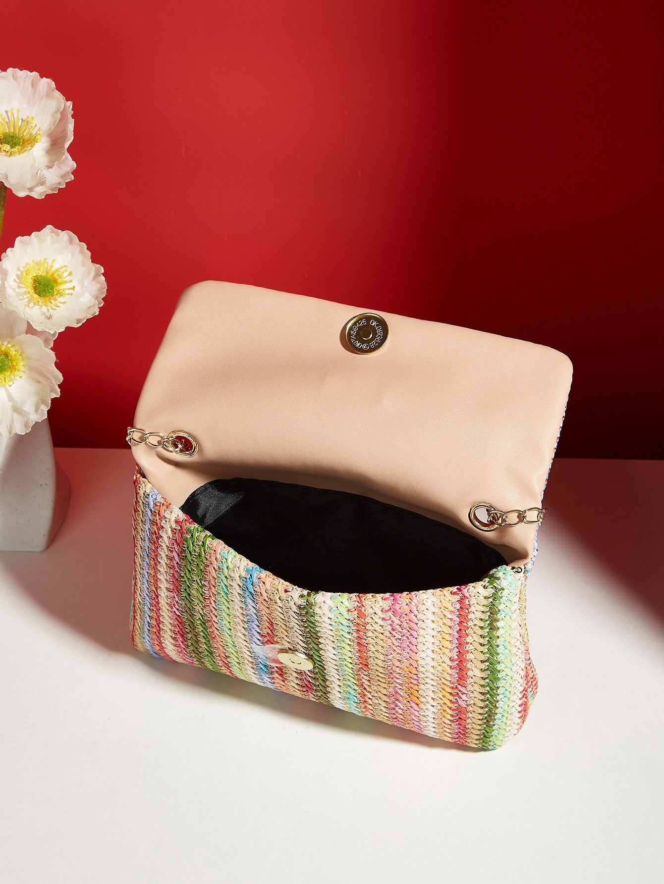 Fashion ladies messenger bag Korean style trendy straw women's bag lock closure simple small square bag