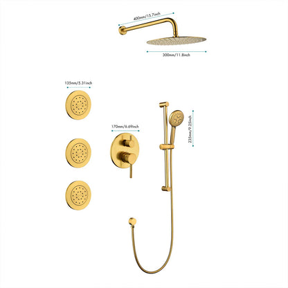 Shower System with Shower Head  Hand Shower Slide Bar Bodysprays, Shower Arm  Hose Valve Trim  and Lever Handles