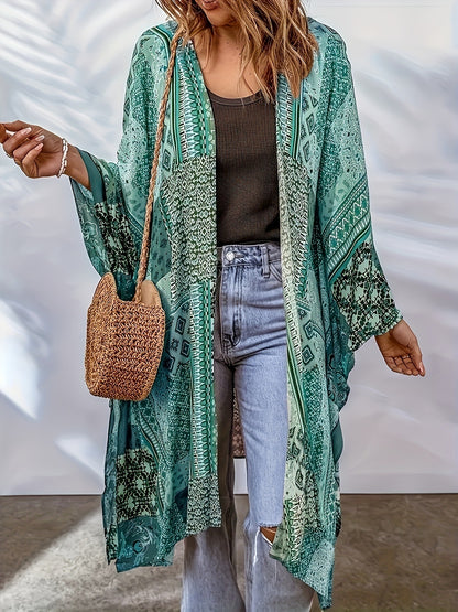 European and American Bohemian Cardigan Aztec Print Bat Cape