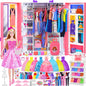 87 Pcs Doll Clothes and Accessories with Doll, Princess Gowns, Fashion Dresses, Slip Dresses, Top, Pants, Jumpsuit, Swimsuits, Shoes, Hangers, Doll Dress up Toys for Girls Kids Toddlers Toy Gifts