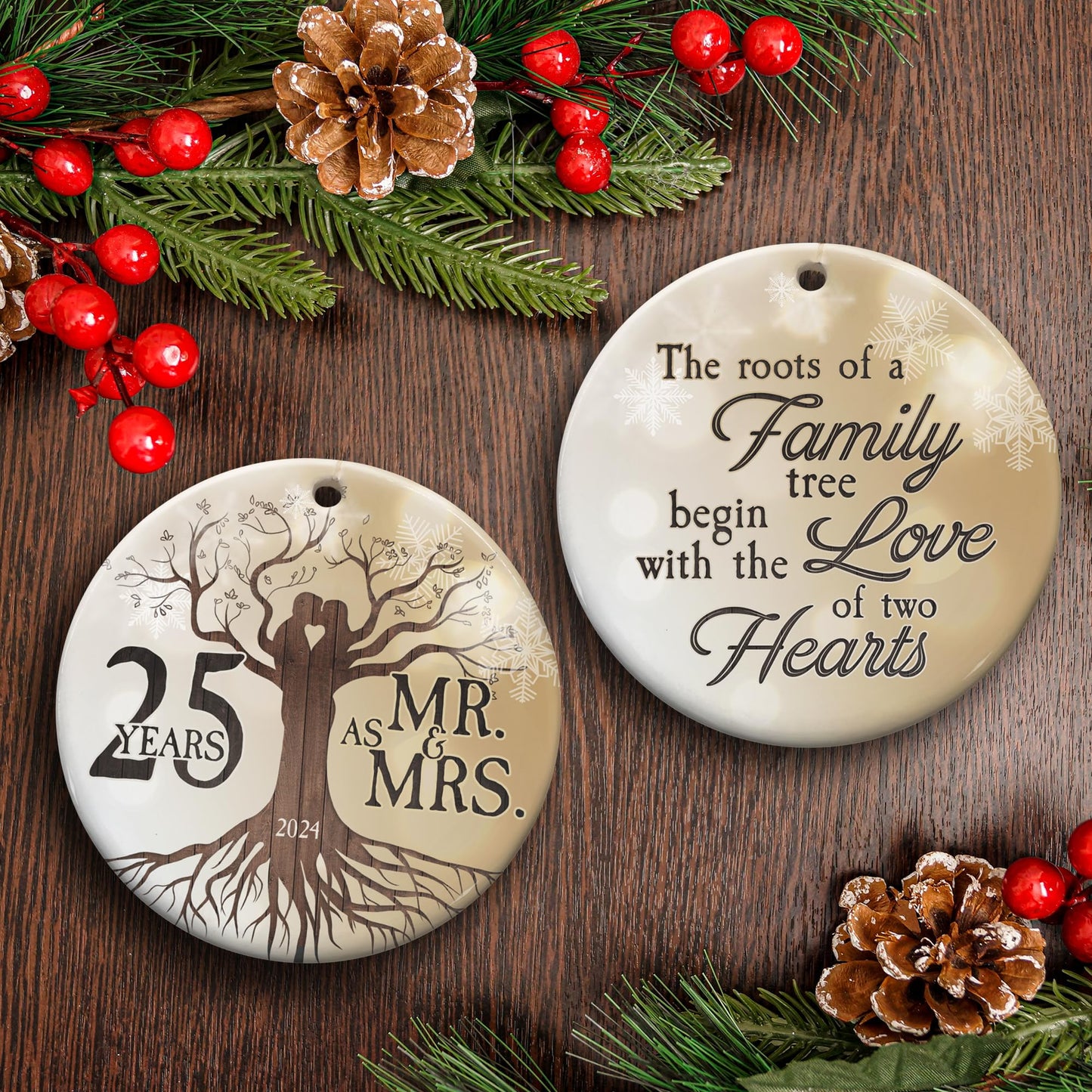 30th 2024 Wedding Anniversary Ornament - Christmas Ceramic Ornament Gift Anniversary for Couple, Parents, Friend Her Him - 30th Wedding Anniversary Present Holiday Decoration Hanging Ornament