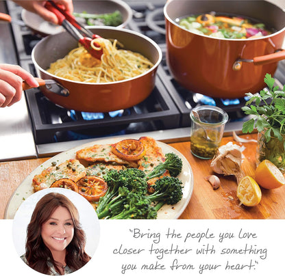 Rachael Ray - 16802 Rachael Ray Cucina Nonstick Cookware Pots and Pans Set, 12 Piece, Sea Salt Gray