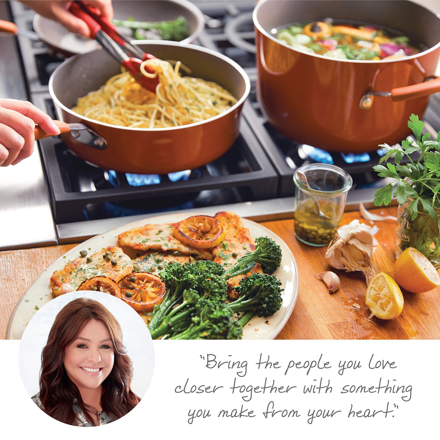 Rachael Ray - 16802 Rachael Ray Cucina Nonstick Cookware Pots and Pans Set, 12 Piece, Sea Salt Gray