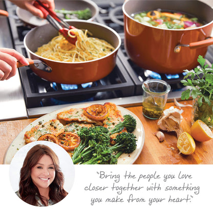 Rachael Ray - 16802 Rachael Ray Cucina Nonstick Cookware Pots and Pans Set, 12 Piece, Sea Salt Gray