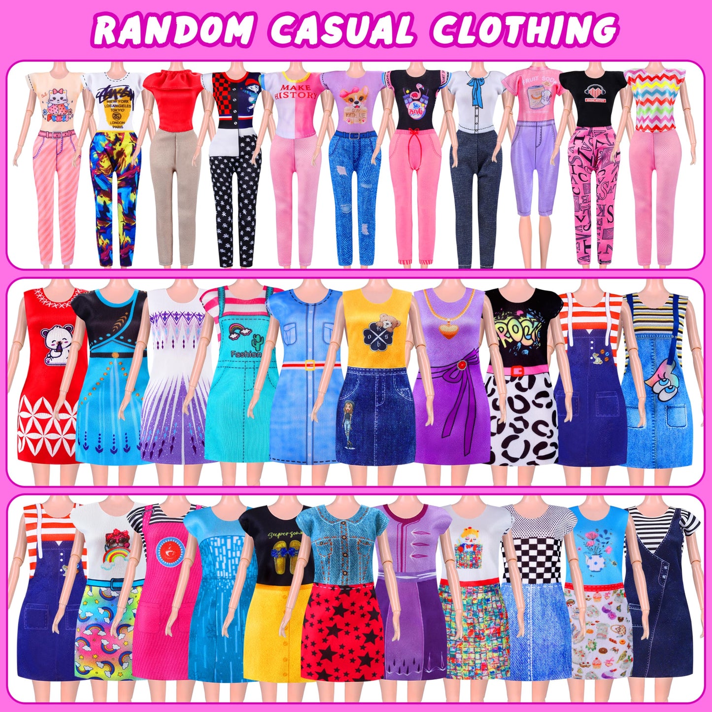 87 Pcs Doll Clothes and Accessories with Doll, Princess Gowns, Fashion Dresses, Slip Dresses, Top, Pants, Jumpsuit, Swimsuits, Shoes, Hangers, Doll Dress up Toys for Girls Kids Toddlers Toy Gifts