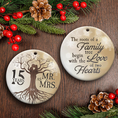 30th 2024 Wedding Anniversary Ornament - Christmas Ceramic Ornament Gift Anniversary for Couple, Parents, Friend Her Him - 30th Wedding Anniversary Present Holiday Decoration Hanging Ornament