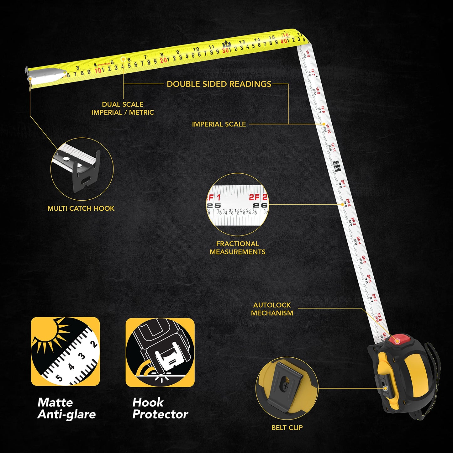 LEXIVON 2 in 1 Digital Laser Tape Measure | 130ft/40m Laser Distance Meter Display On Backlit LCD Screen with 16ft/5m AutoLock Measuring Tape | Ft/Inch/Fractions/M/mm(LX-201)