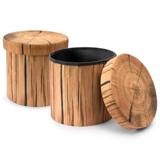 Sorbus Tree Stump Stool, Toy Storage Ottoman 15 Inch Fake Tree Stumps Log Stool Storage, Artificial Tree Trunk, Perfect Footstool Kids Toy Chest, Rustic Log Cabin Decor Bench, Pedestal (2 Pack)