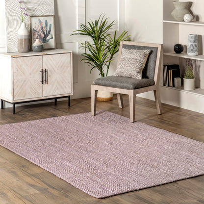 nuLOOM 6x9 Rigo Jute Hand Woven Area Rug, Natural, Solid Farmhouse Design, Natural Fiber, For Bedroom, Living Room, Dining Room, Hallway, Office, Kitchen, Entryway