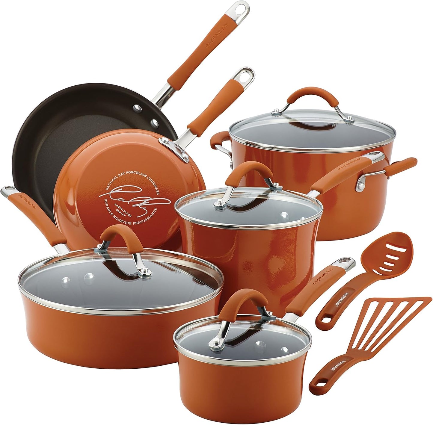 Rachael Ray - 16802 Rachael Ray Cucina Nonstick Cookware Pots and Pans Set, 12 Piece, Sea Salt Gray