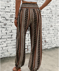 Long pants with high waisted print and a drooping feeling straight tube elastic and tight leg pants