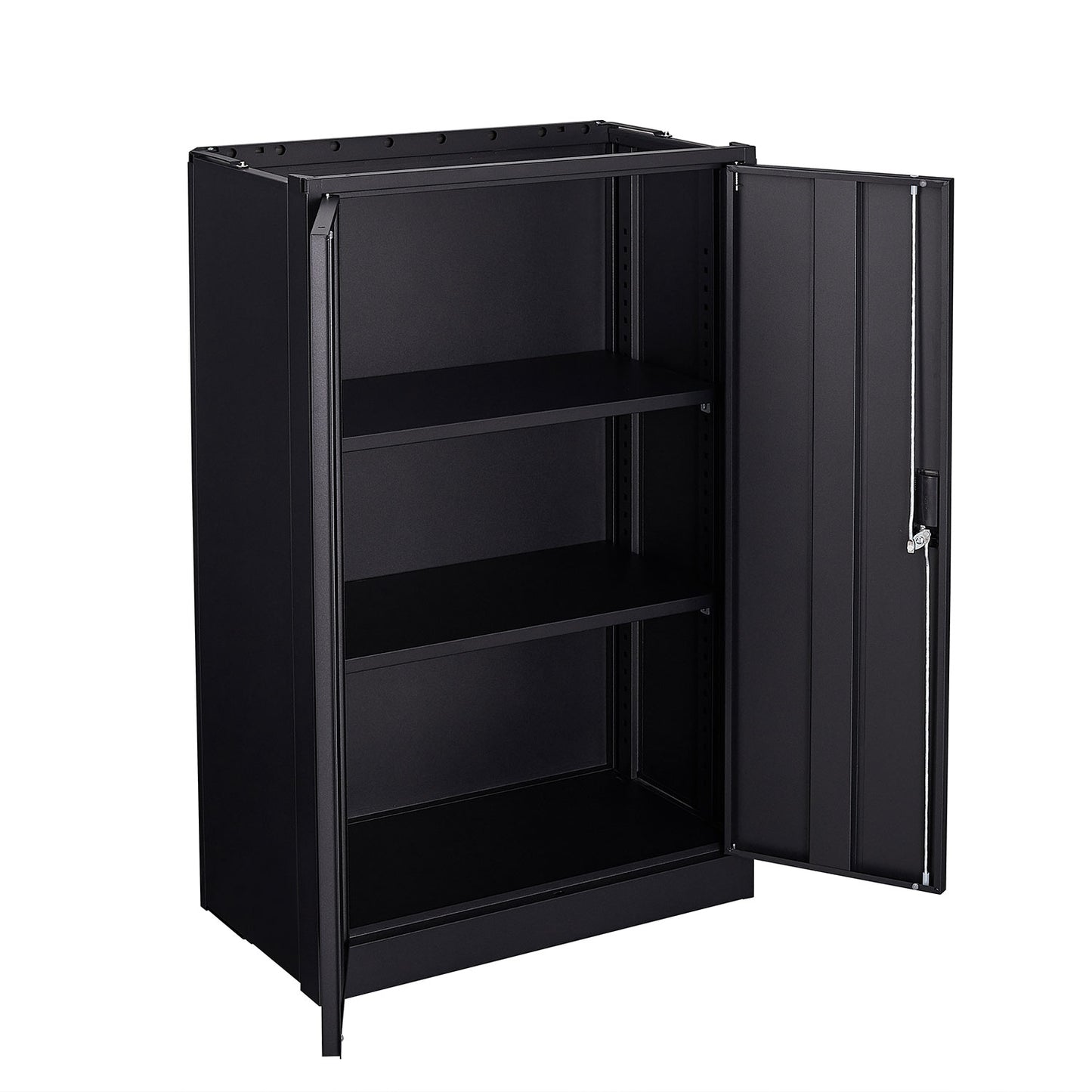 Metal storage cabinet with locked door and adjustable shelf foldable storage cabinet black