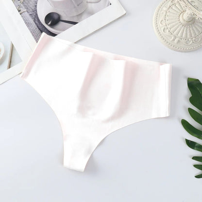 Traceless one piece quick drying medium high waist ice silk Thong for women