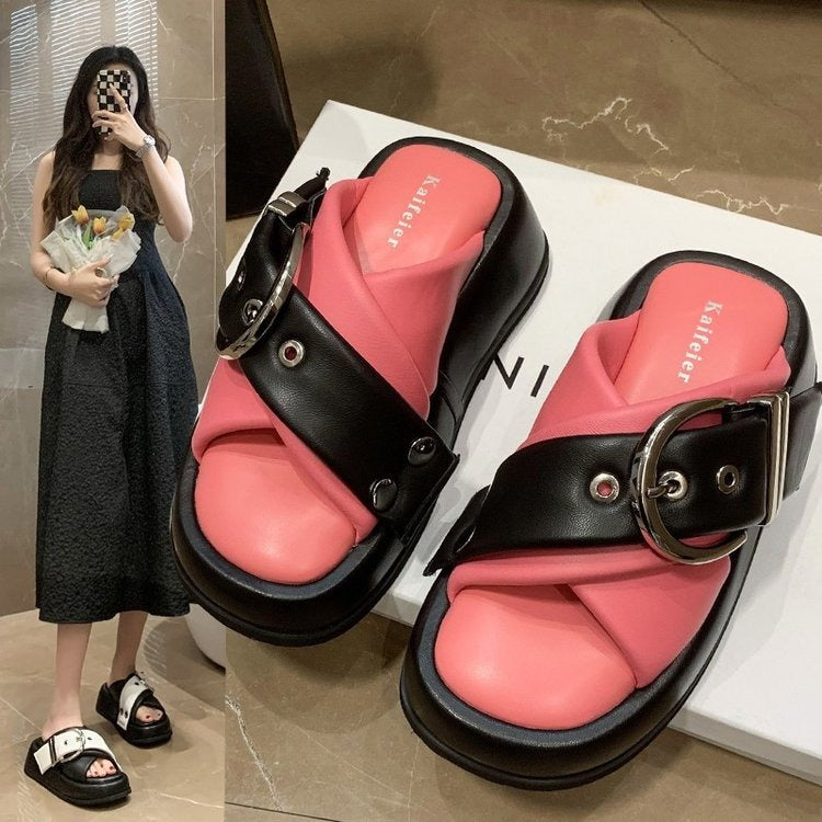 Summer casual versatile sponge cake sole sports beach slippers