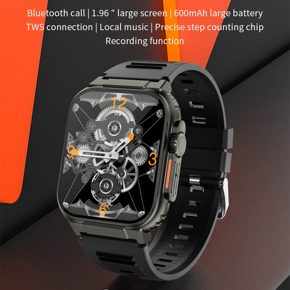 A70 Smart watch 1.96 inch BTCall 600mha SmartWatch for Men Women IP68 Waterproof Heart Rate Fitness Bracelet Sport