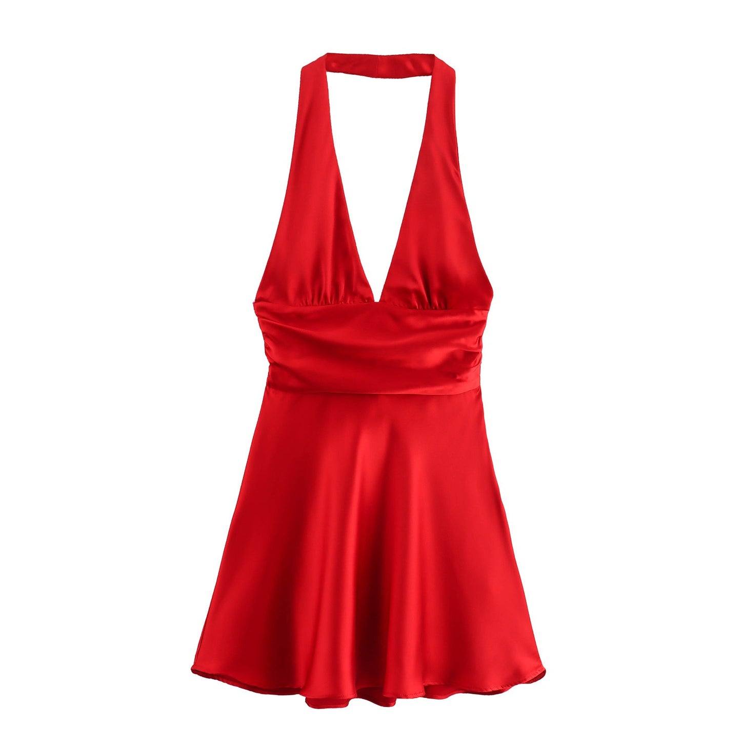 Fashion silk hanging neck backless dress