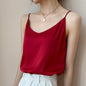 V-neck one-shoulder suspender women's satin solid color all-match small vest