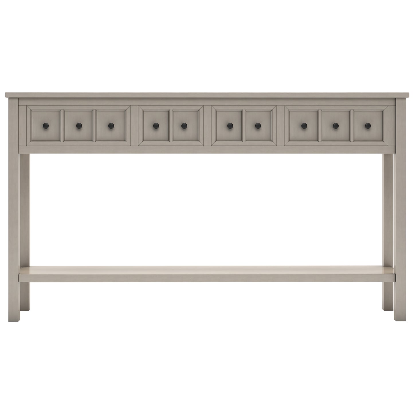 TREXM Rustic Entryway Console Table60" Long Sofa Table with two Different Size Drawers and Bottom Shelf for Storage (Gray Wash)