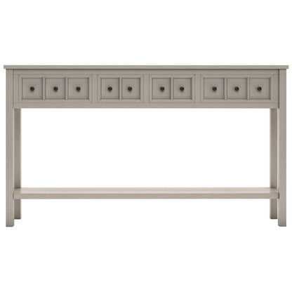 TREXM Rustic Entryway Console Table60" Long Sofa Table with two Different Size Drawers and Bottom Shelf for Storage (Gray Wash)