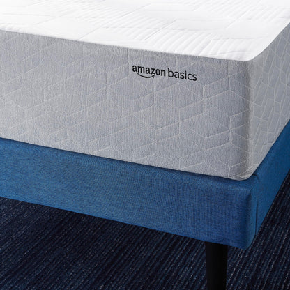 Amazon Basics Cooling Gel-Infused, Medium-Firm Memory Foam Mattress, CertiPUR-US Certified - Queen Size, 80 x 60 x 12 inches, White/Gray