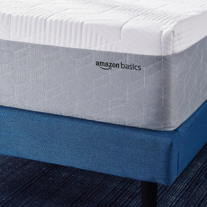 Amazon Basics Cooling Gel-Infused, Medium-Firm Memory Foam Mattress, CertiPUR-US Certified - Queen Size, 80 x 60 x 12 inches, White/Gray