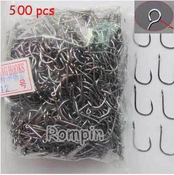 Rompin 500pcs carp fishing hooks with hole High quality Carbon Steel #3-#12 10 size choose Fly carp sea