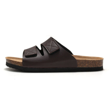 Spring and summer new men's cork slippers Korean style men's sandals Velcro beach shoes