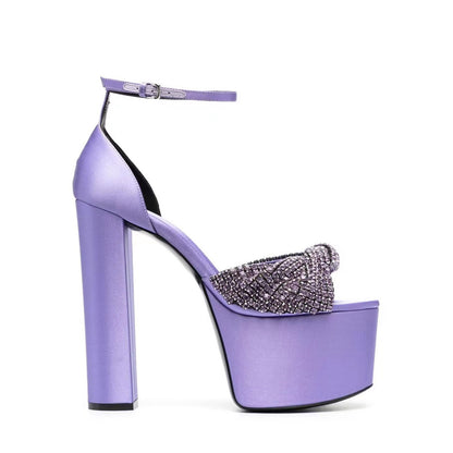 Rhinestone with thick heels and high heels sandals