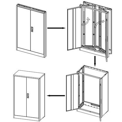 Metal storage cabinet with locked door and adjustable shelf foldable storage cabinet black