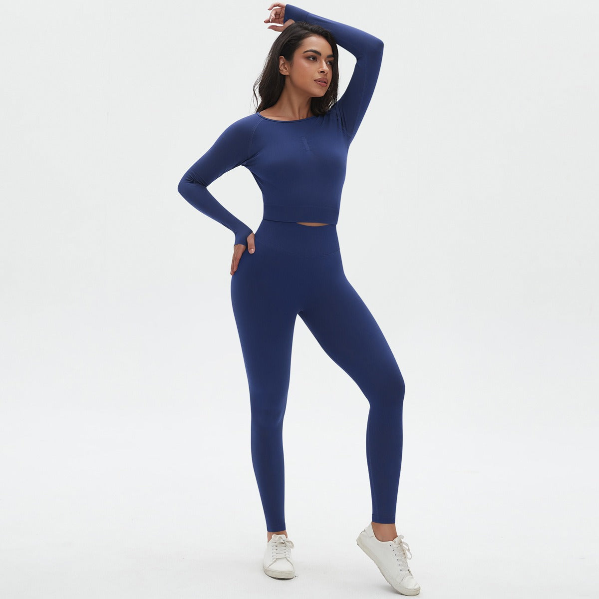 Seamless Knitted Solid Color Tight High Elasticity Yoga Suit Set Sports Running Fitness Suit Two Piece Set for Women