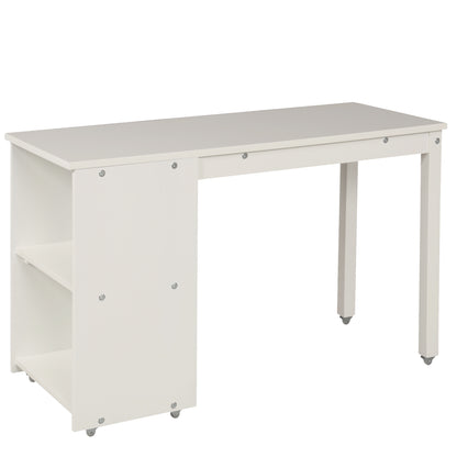 Low Study Twin Loft Bed with Cabinet and Rolling Portable Desk - White (OLD SKU :LP000113AAK)