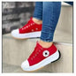 Low-cut single shoes for women, thick-soled canvas shoes, front lace-up platform soles, large size women's shoes