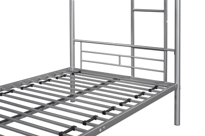 Metal bunk bed/sturdy/noise reduction/2 side ladders/safety guardrails/CPC certification/no spring box required (Silver)