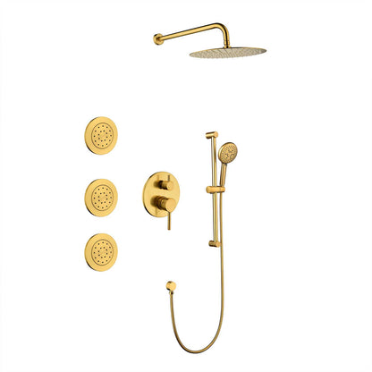 Shower System with Shower Head  Hand Shower Slide Bar Bodysprays, Shower Arm  Hose Valve Trim  and Lever Handles