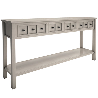 TREXM Rustic Entryway Console Table60" Long Sofa Table with two Different Size Drawers and Bottom Shelf for Storage (Gray Wash)