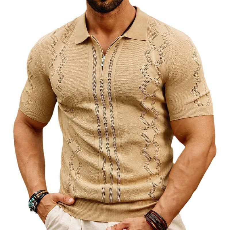 Men's Business Casual Knitted Polo Shirt Ice Cool Silk Men's Knitted Shirt Father's Day gift