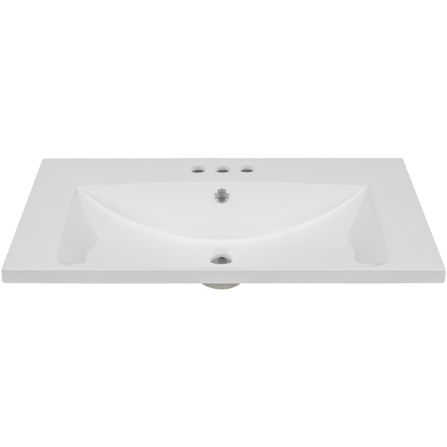 30" Single Bathroom Vanity Top with White Basin, 3-Faucet Holes, Ceramic, White