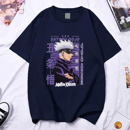 Anime Spell Battle Men's and Women's Round Neck Summer T-shirt