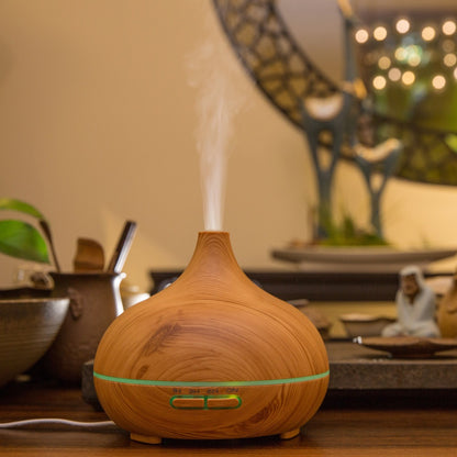 Aromatherapy machine, heavy fog, household small silent bedroom, office, hotel wood grain essential oil humidifier desktop