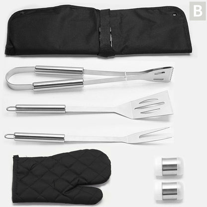 Stainless Steel Grill Apron Multifunctional Grill 6 Piece Set Outdoor Tool Combination